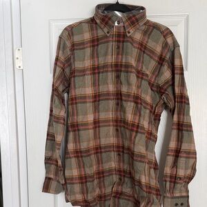 New w/ tags. Orvis Plaid Shirt - Red, Brown, and Orange